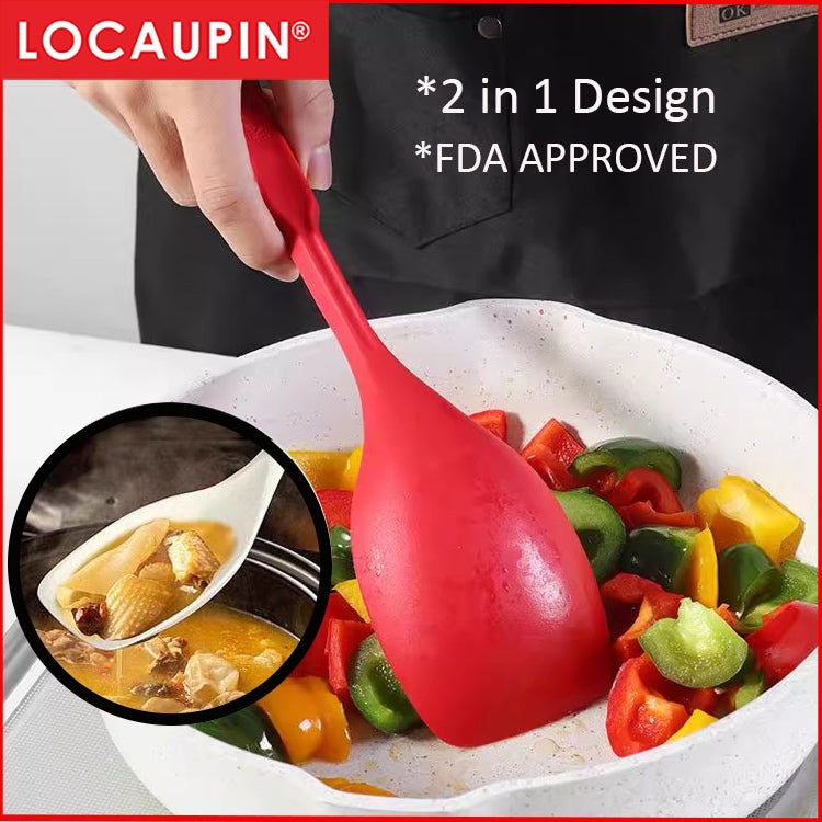 Locaupin 220°C Heat Resistant Silicone Cooking Kitchen Utensils, BPA Free Dishwasher Safe, Nonslip Grips Cookware