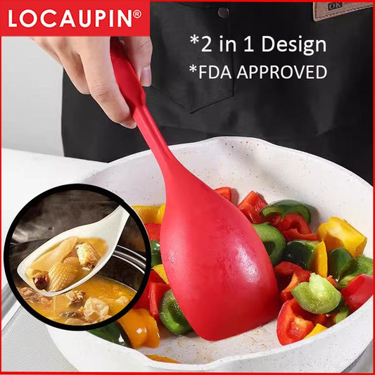 Locaupin 220°C Heat Resistant Silicone Cooking Kitchen Utensils, BPA Free Dishwasher Safe, Nonslip Grips Cookware