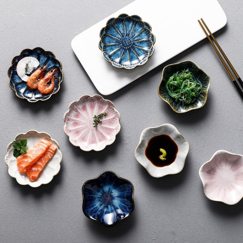 Locaupin Ceramic Sauce Dishes & Ketchup Side Dish Tableware Condiment Relish Plate Seasoning Dishes