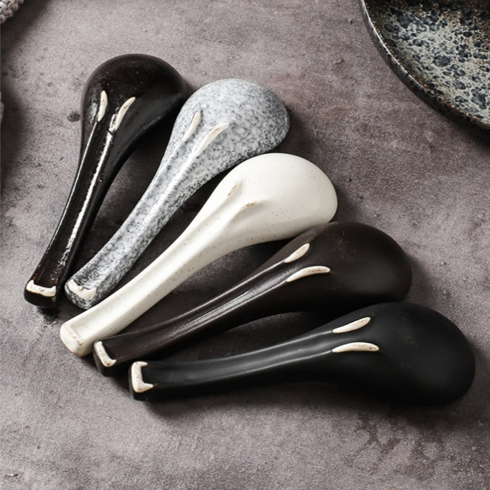 Locaupin Soup Spoons, Ceramic Chinese Soup Spoons, Asian Soup Spoons, White Japanese Spoon