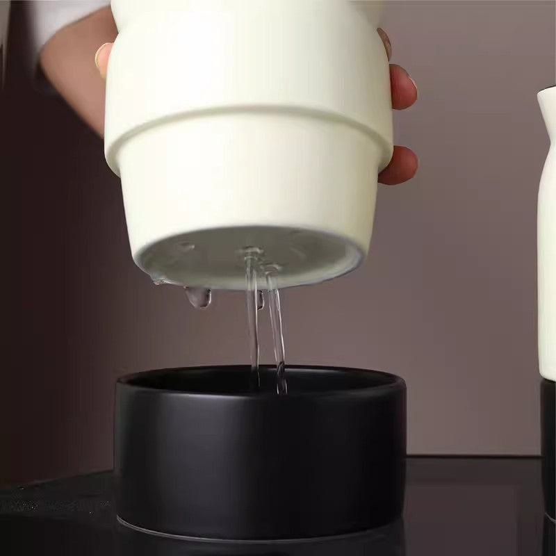 Locaupin Kitchen Utensil Holder Ceramic Utensil Organizer with Drain Hole for Spoons Forks Cutlery Spatulas