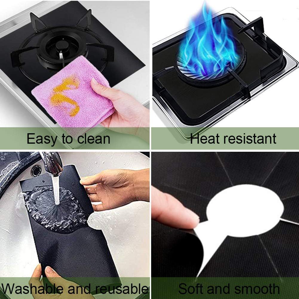 Locaupin Stove Burner Covers Black 2 pack Double Thickness Gas Range Protectors Liners Gas Burner Covers Reusable