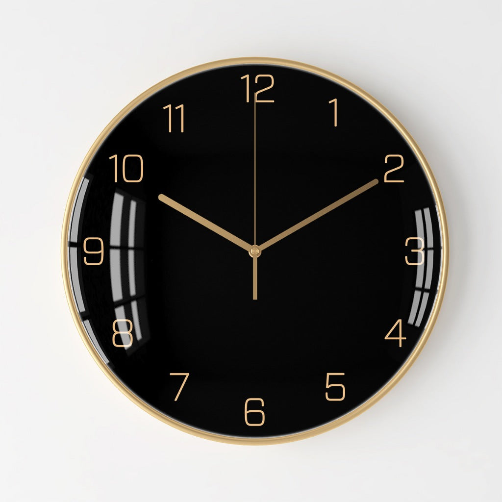 Locaupin Large Wall Clock Black Metal Battery Operated Wall Clock, Silent Clock Modern Home Decor for Living Room/Office