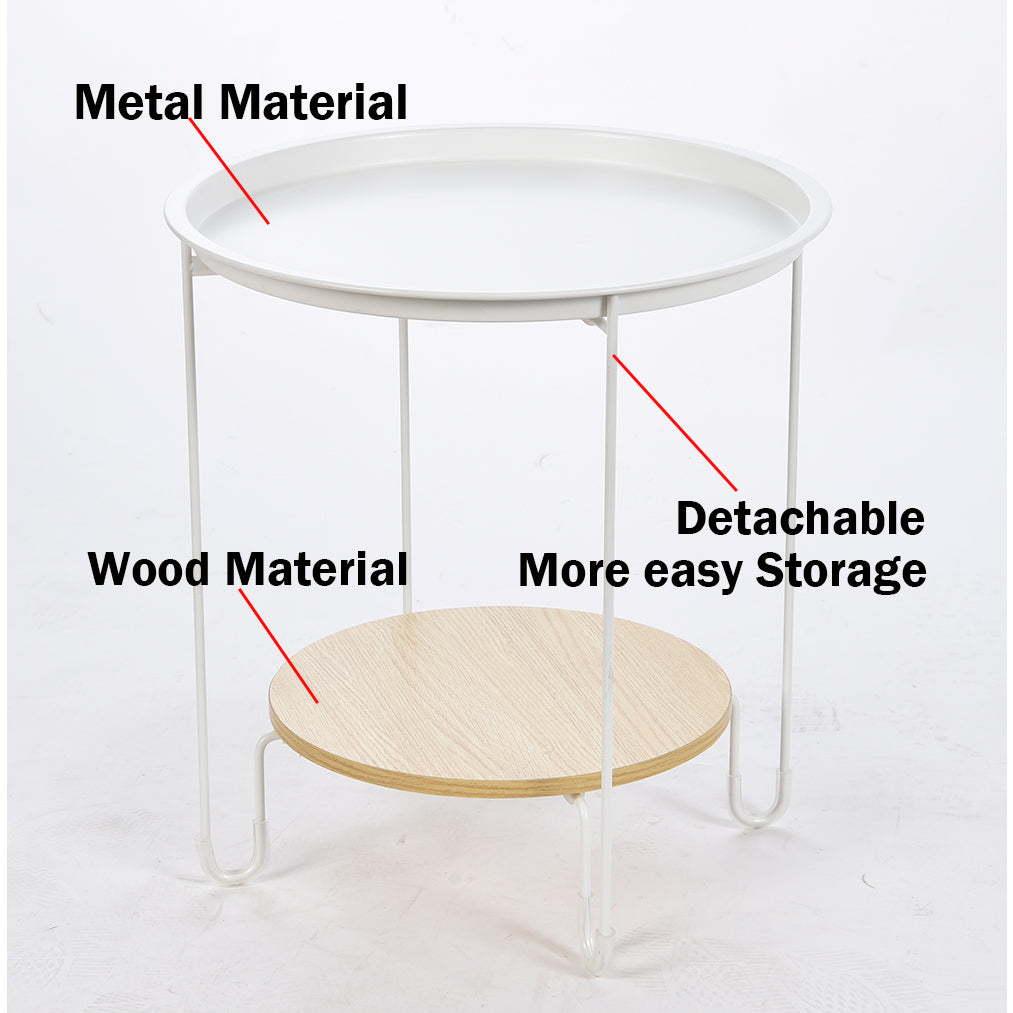 Locaupin Metal 2 Tiers Side Table Metal Coffee Table Small Sofa Side Table,Outdoor Indoor Accent Table Removable Table
