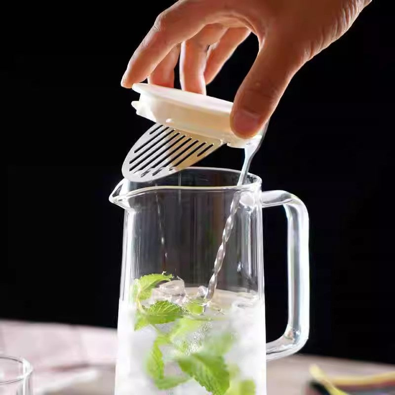 Locaupin 1800mL Borosilicate Glass Bottle Pitcher Glass with Filter,Flower Tea,Microwave Safe High Temperature Tea Cup