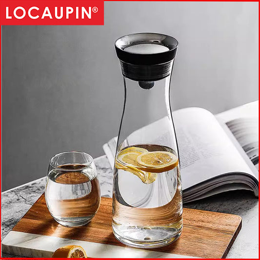 Locaupin 1800mL Borosilicate Glass Bottle Pitcher Glass with Filter,Flower Tea,Microwave Safe High Temperature Tea Cups