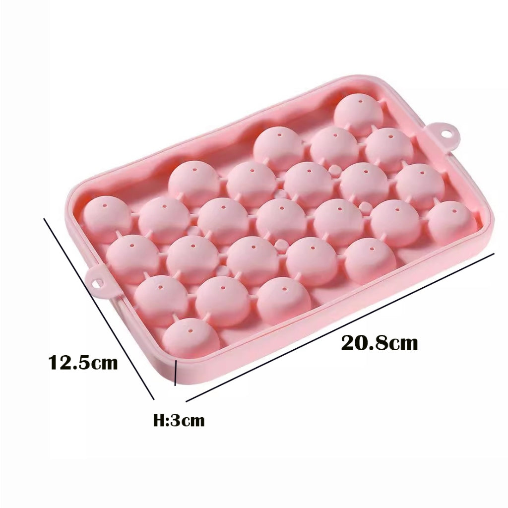 Locaupin BPA Free Silicone Ice Tray, Round Ice Trays, Easy-Release 25pcs Small Ice Ball, for Freezer, Cocktail, Whiskey