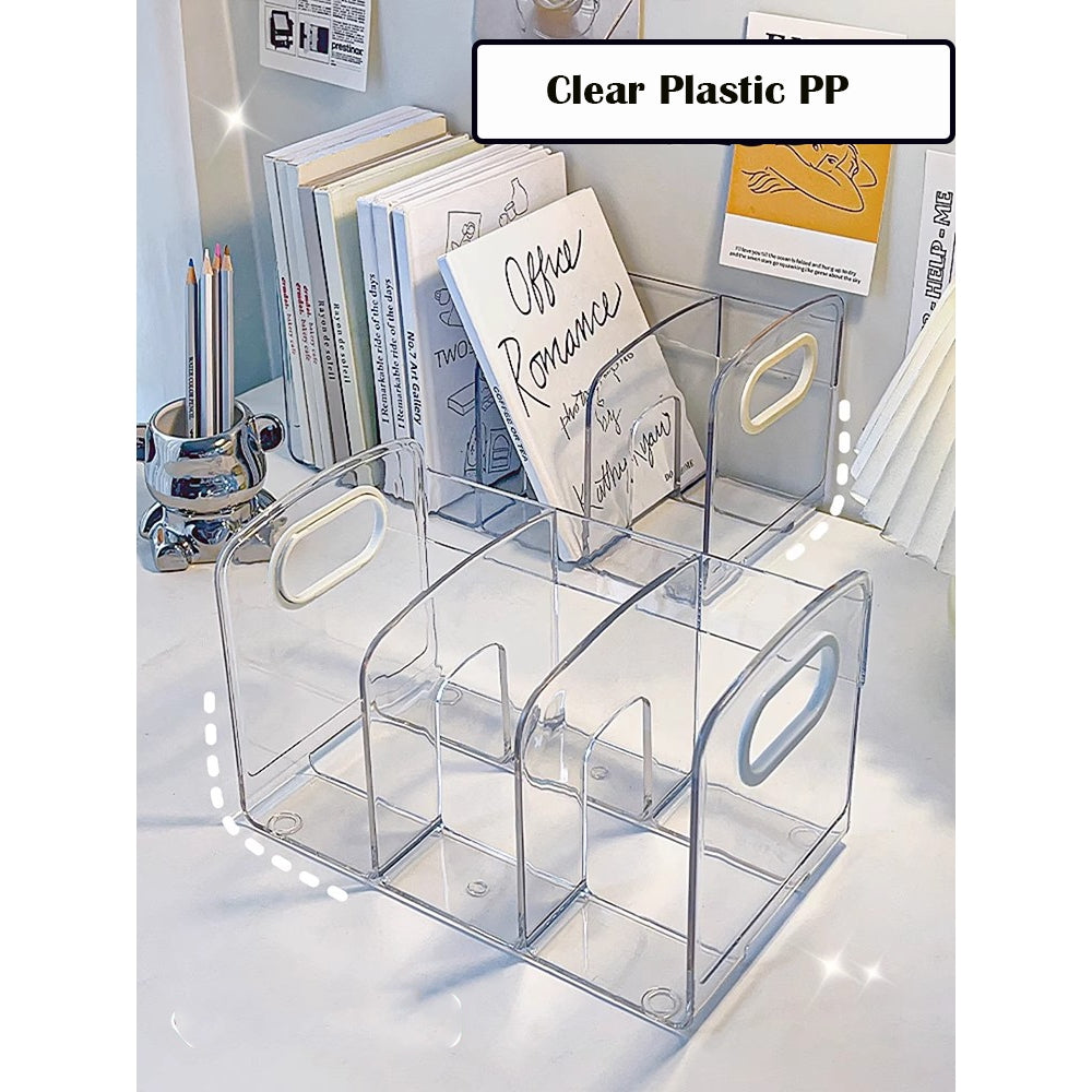 Locaupin Shelf Small Bookcase, Desktop Book Organizers and Mini Bookshelf for Home Office, CD, Book & Magazine Rack