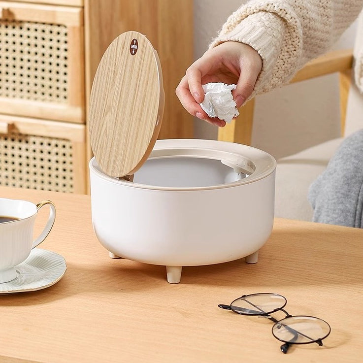 Locaupin Mini Desktop Trash Can, Countertop Tiny Trash Can with Lid for Desk, Plastic For Office and Coffee Bar