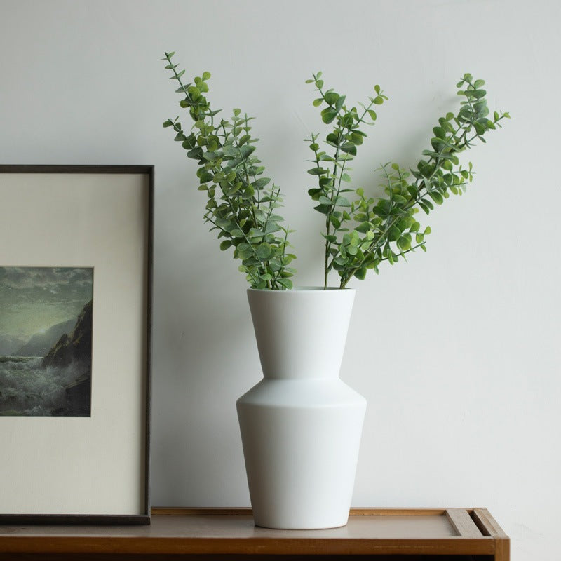 Locaupin White Ceramic Vase Modern Home Decor,Matte Pampas Flower Vases,Farmhouse Decor Living Room Decor
