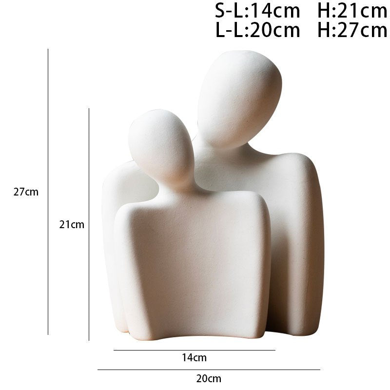 Locaupin Hugging Couple Statues Ceramic Lover Figurine Characters Coffee Table Decor (White)