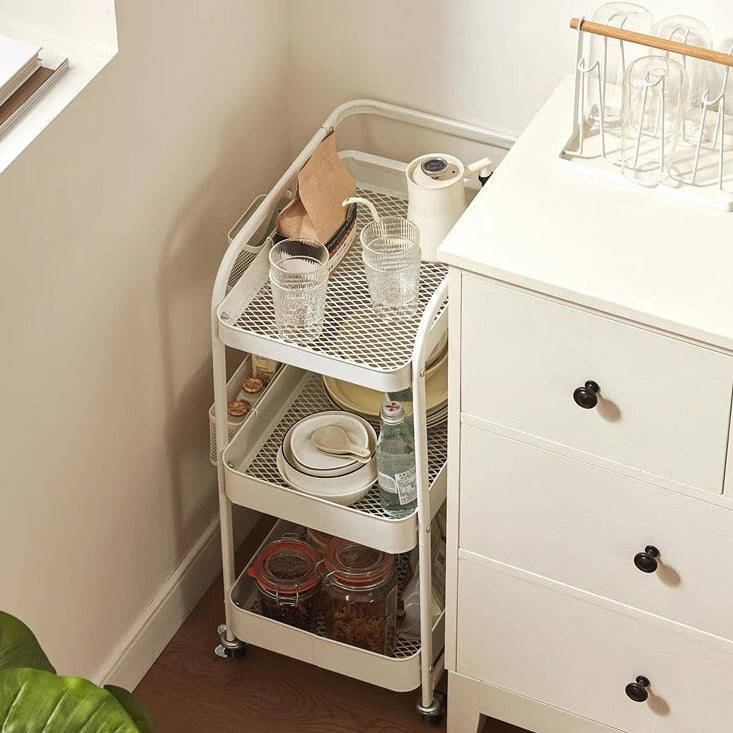 Locaupin Metal 3 Tier Trolley Storage Racks Office Shelves Book Shelving Toys Storage Storage Organization Kitchenc Rack