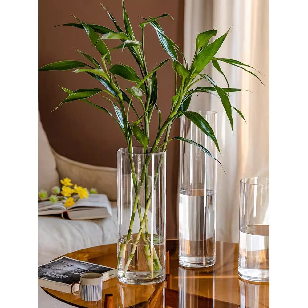 Locaupin Clear Glass Cylinder Vase,Floating Candle Holder Vase, Decor Vases,Clear Vases for Wedding Decorations