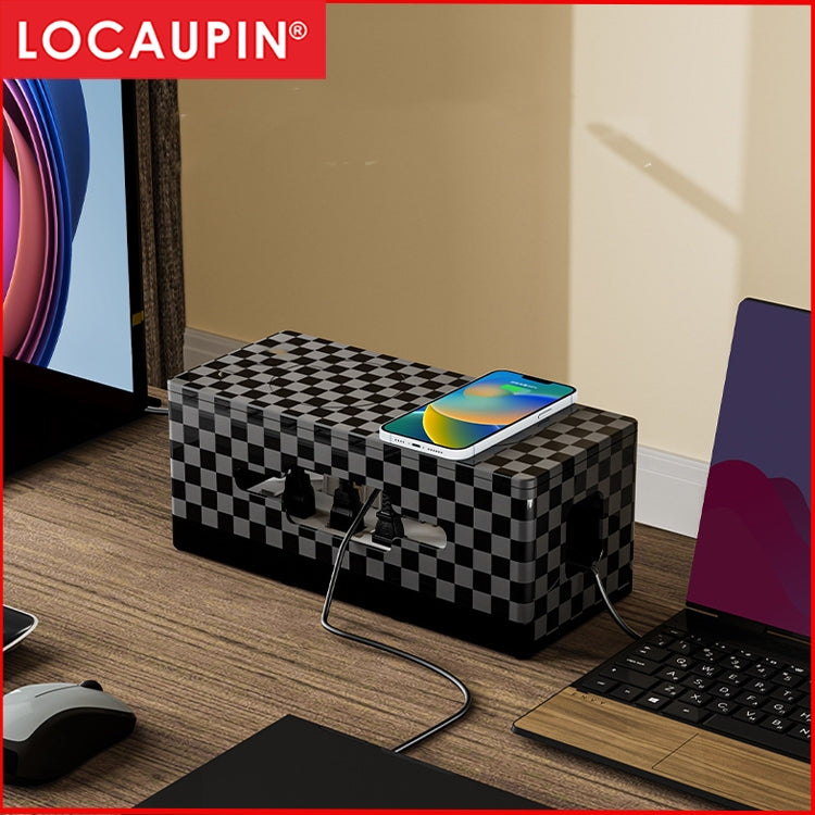 Locaupin Extension Plug Socket Storage Box Extension Plug Cable Organizer Holder With Hand Phone Holder