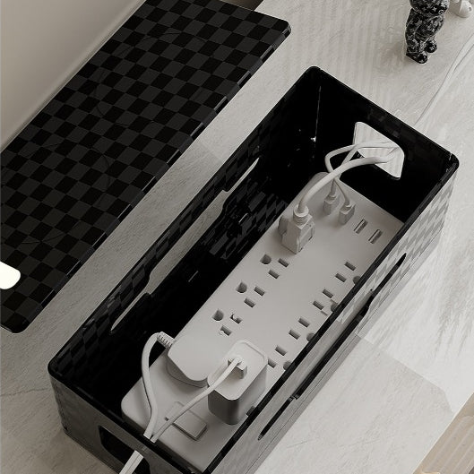 Locaupin Extension Plug Socket Storage Box Extension Plug Cable Organizer Holder With Hand Phone Holder