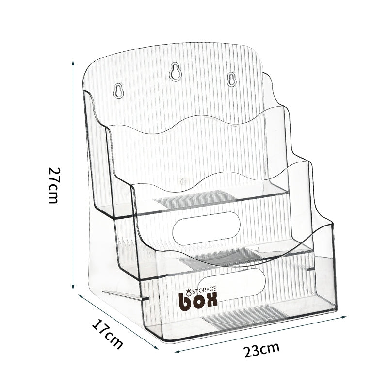 Locaupin Book Holder Brochure Display Stand or Wall Mount 3 Tier Magazine Holder Clear Stands for Display