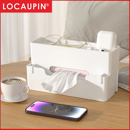 Locaupin High Grade Facial Tissue Box Cover Napkin Holder Organizer Paper Towel Dispenser Container Tissue Holder