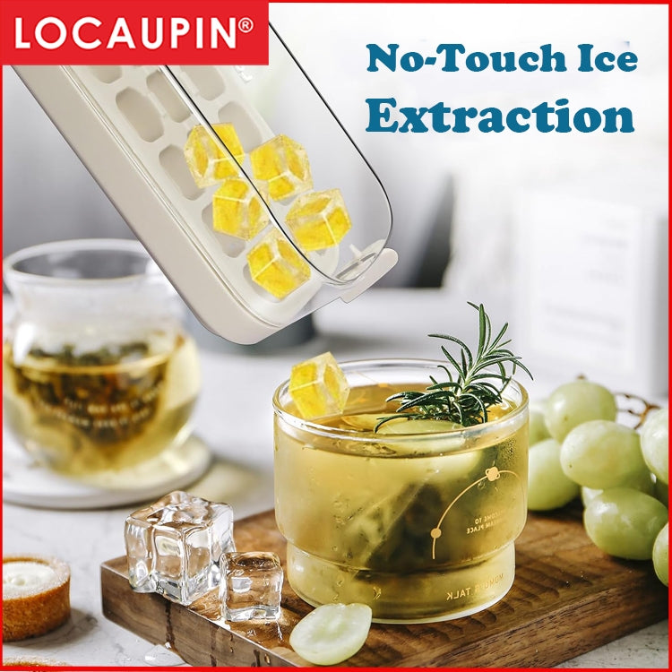 Locaupin Ice Cube Tray with Lid and Bin 21 Pcs Ice Cubes Mold for Freezer Easy Release Quick Filling Without Touching