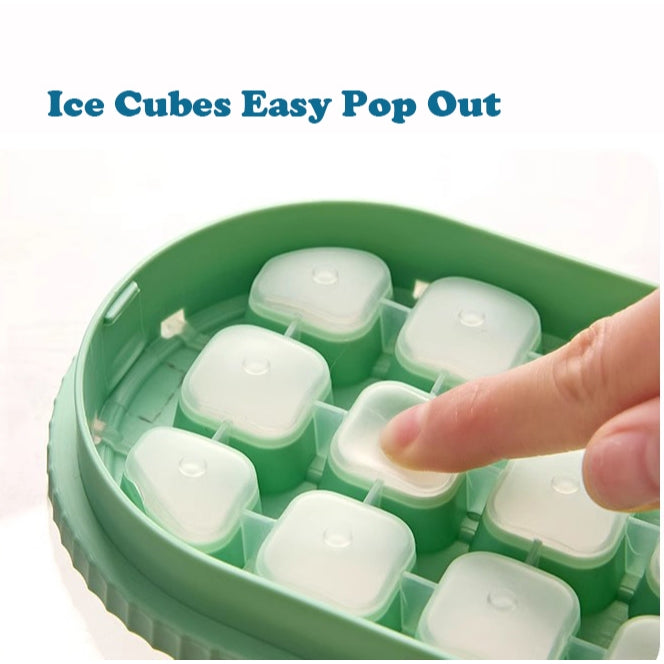 Locaupin Ice Cube Tray with Lid and Bin 21 Pcs Ice Cubes Mold for Freezer Easy Release Quick Filling Without Touching