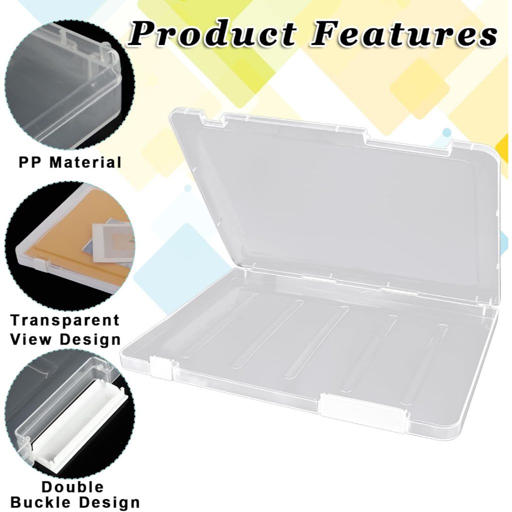 Locaupin Portable Project Case A4 File Box Document Plastic Storage Box with Buckle Paper Case Board Storage Containers