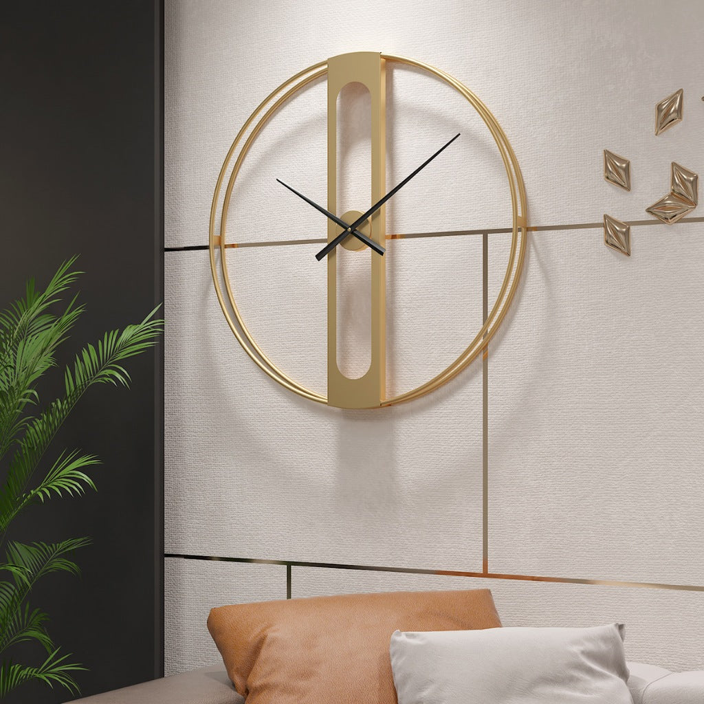 Locaupin Large Wall Clock Black Metal Battery Operated Wall Clock, Silent Clock Modern Home Decor for Living Room/Office
