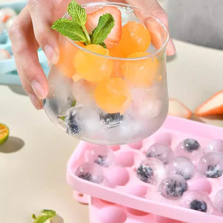 Locaupin BPA Free Silicone Ice Tray, Round Ice Trays, Easy-Release 25pcs Small Ice Ball, for Freezer, Cocktail, Whiskey