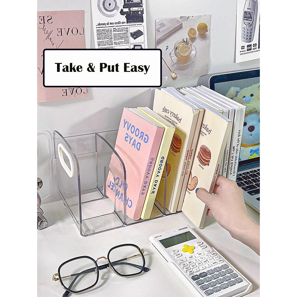 Locaupin Shelf Small Bookcase, Desktop Book Organizers and Mini Bookshelf for Home Office, CD, Book & Magazine Rack