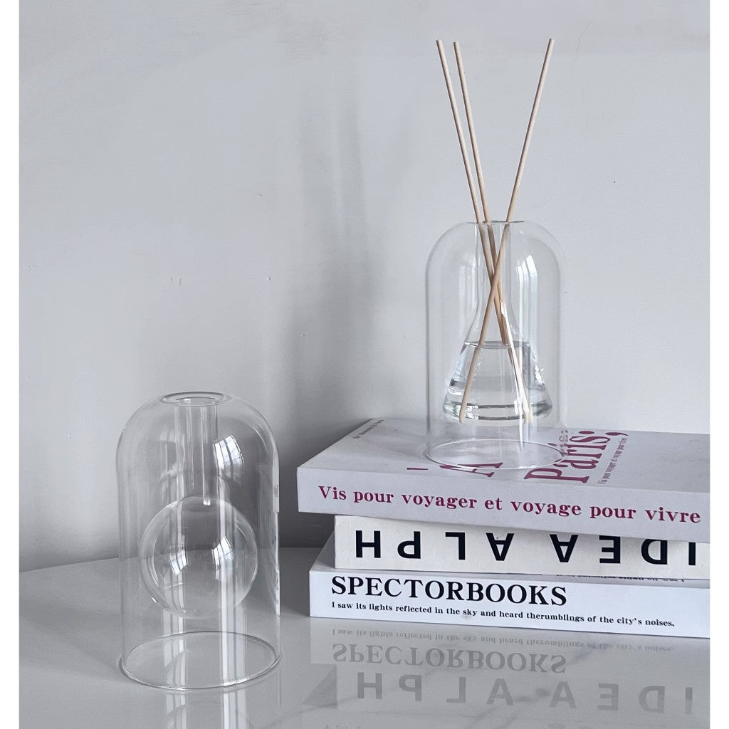Locaupin Empty Glass Fragrance Reed Diffuser Bottles,for Essential Oil, with 3pcs Sticks,Minimalist Decor