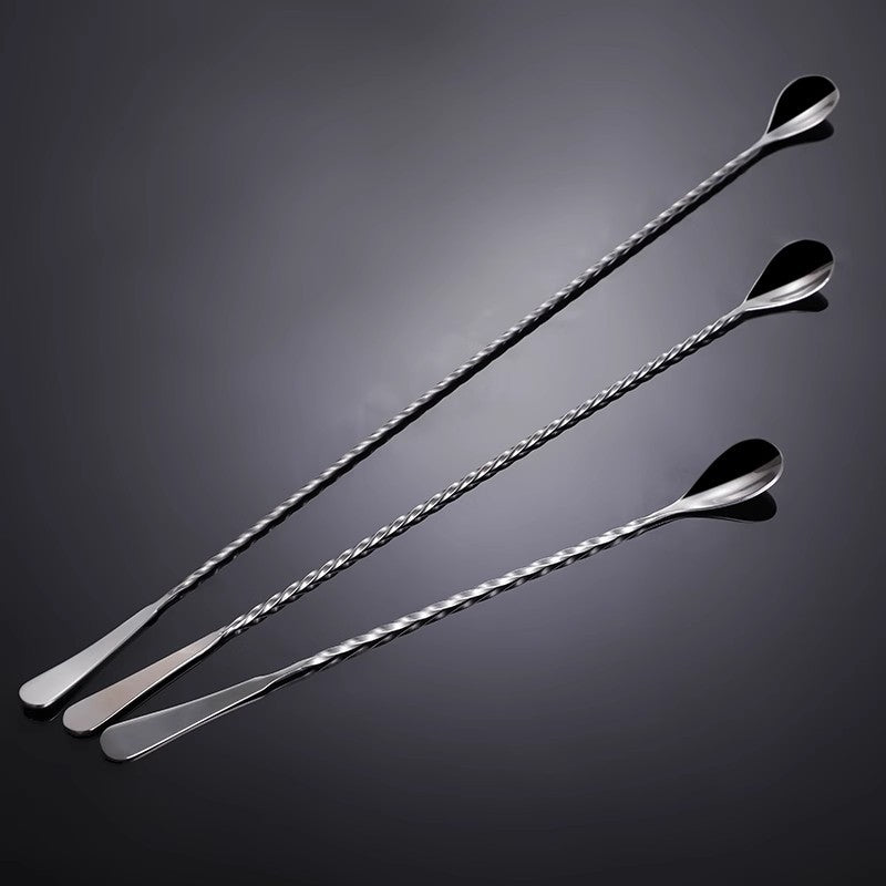 Locaupin 25/30cm 304 Stainless Steel Spoon for Cocktail Mixing Spoon with Spiral Handle Silver
