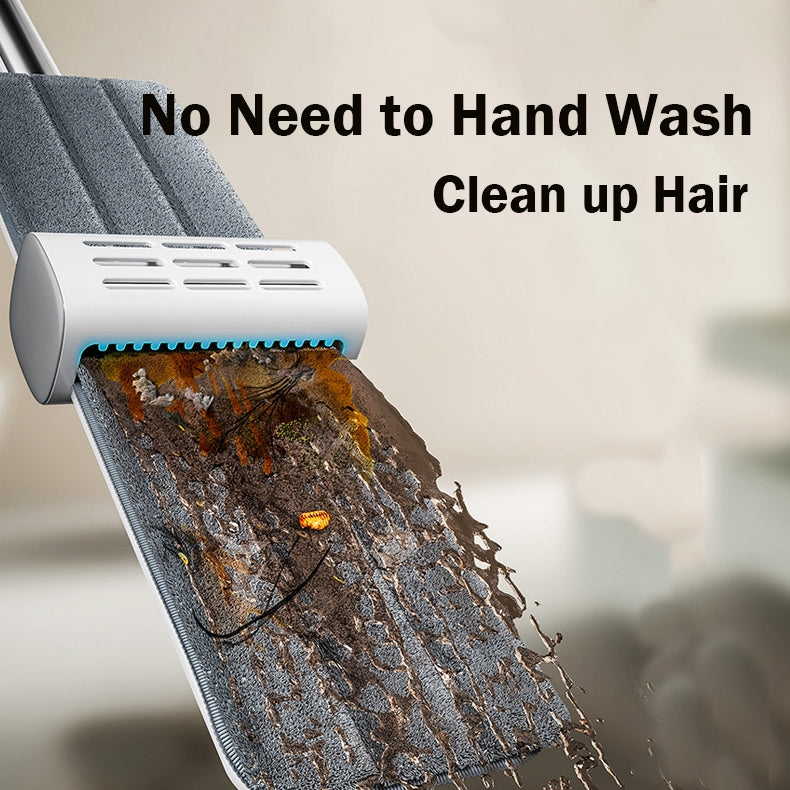 Locaupin 42cm Large Panel Flat Mop, Self Wringing Floor Cleaning Mop - 360 Hands-Free Microfiber Floor Mop,Hand Washing