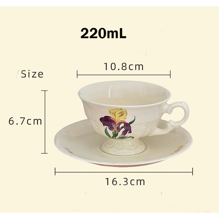 Locaupin Ceramic Tea Cups and Saucers, Cappuccino Cups, Coffee Cups, White Tea Cup Set,British Coffee Cups