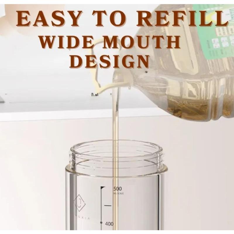 Locaupin Automatic Borosilicate Oil Dispenser 500ML Multifunctional Condiments Bottle Leakproof Cooking Kitchen Tools