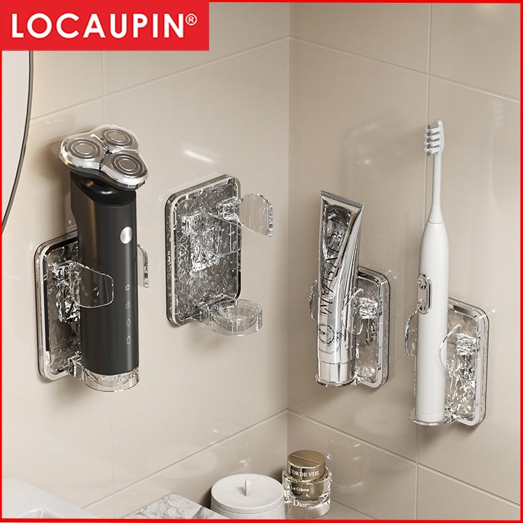 Locaupin 2pcs Wall Mounted Holder, Shaver Holder, Hair Curler Holder, Electric Toothbrushes, for Bathroom Organizer