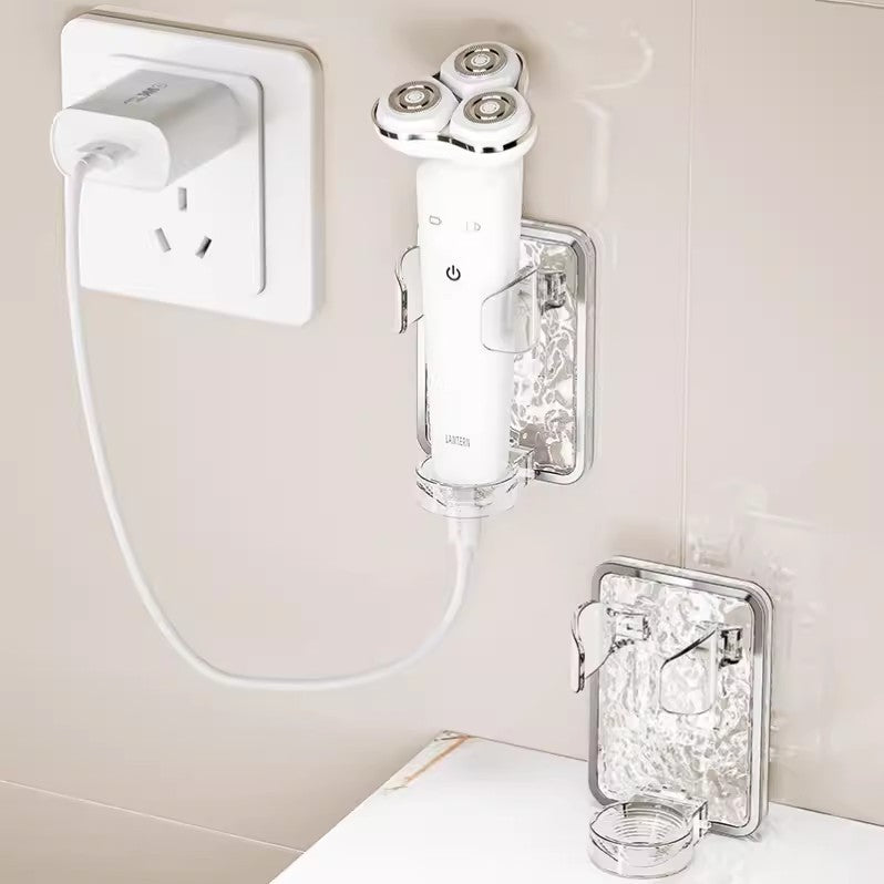 Locaupin 2pcs Wall Mounted Holder, Shaver Holder, Hair Curler Holder, Electric Toothbrushes, for Bathroom Organizer