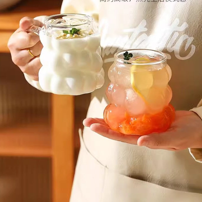 Locaupin Heat Resistant Healthy Glass Cups, Water Glass,Coffee Cups,Flower Tea Glass, Microwave Safe Glass Tea Cups