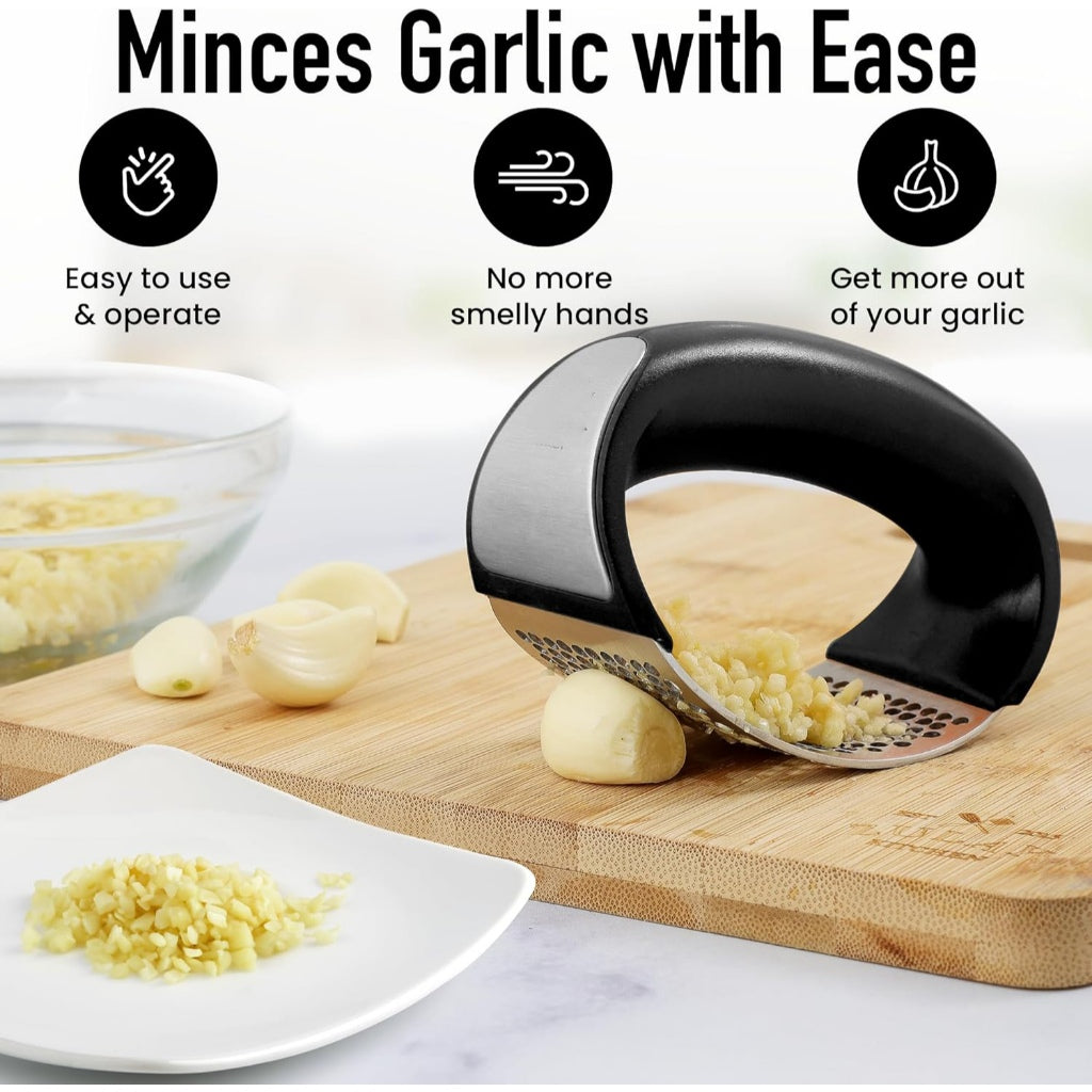Locaupin Garlic Press Rocker - Stainless Steel Garlic Mincer Garlic Crusher, New Innovative Garlic Chopper