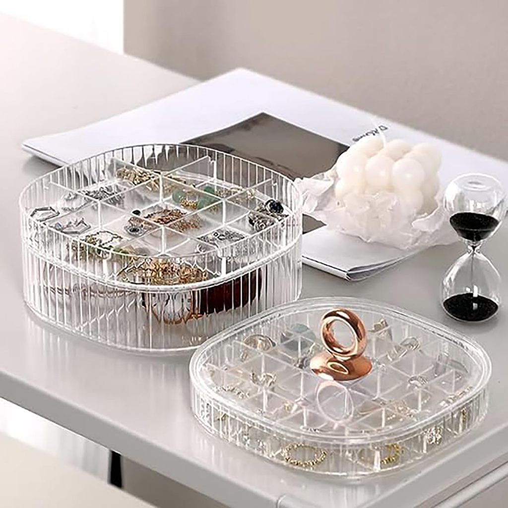Locaupin Jewelry Box 3 Layer Jewelry Organizer with Handle Clear Jewelry Boxes for Make up Organizer Jewelry Storage