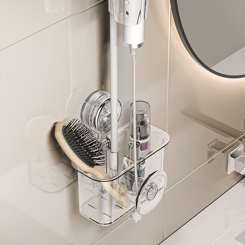 Locaupin Hands-free Hair Dryer Holder with Any Angle Rotating Bathroom Wall Mount Shower Head Holder Hair Dryer Bracket