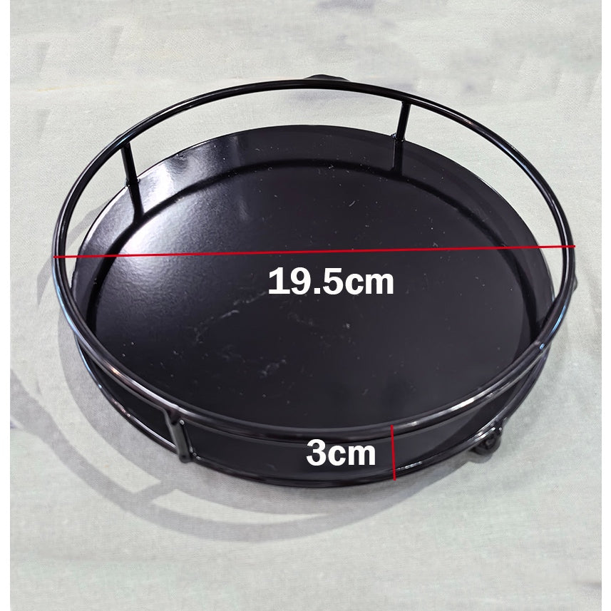 Locaupin Round Metal Tray Decorative Door Keys Tray Home Decor Serving Tray Coffee Table Decor Circle Tray