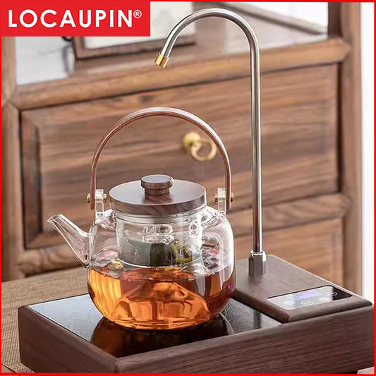 Locaupin 900ml Heat Resistant Glass Teapot Set, with Filter ,Water Glasses,Microwave Safe High Tea Cups