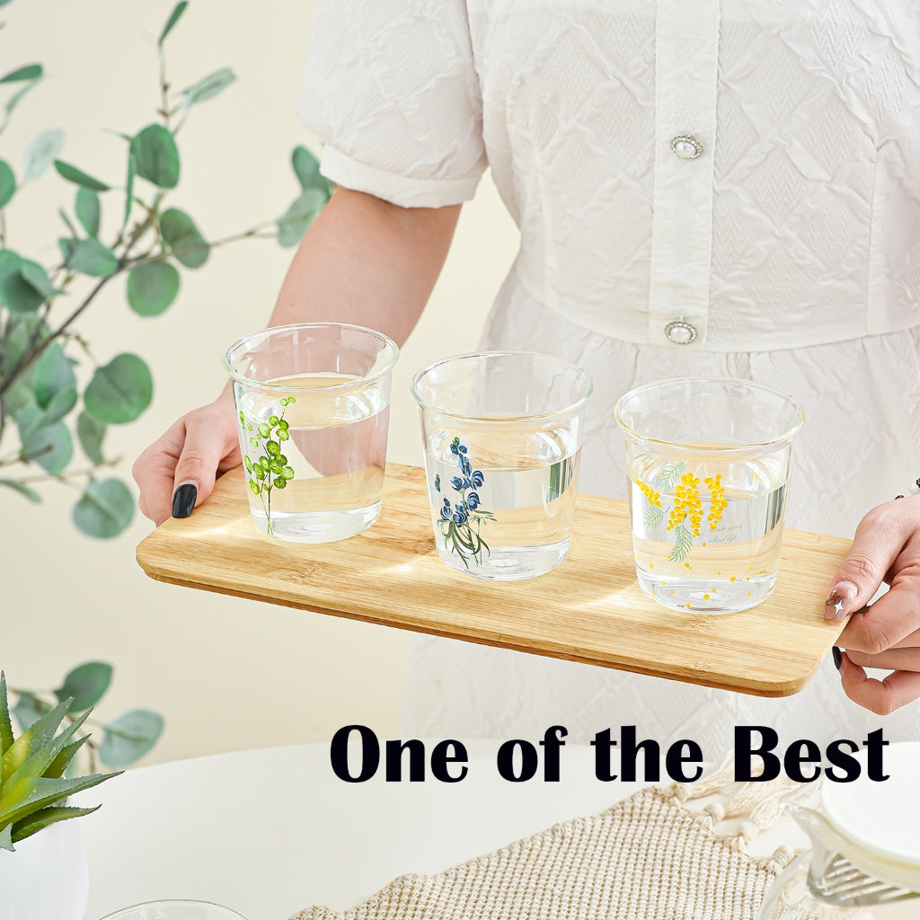 Locaupin Heat Resistant Healthy Glass Cups, Water Glass,Coffee Cups,Flower Tea Glass, Microwave Safe Glass Tea Cups