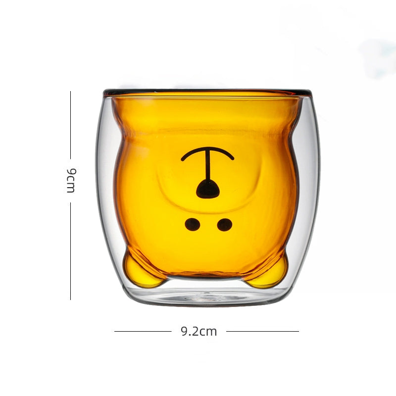Locaupin Bear Mugs Cute Mugs Coffee Cup Double Wall Insulated Glass Espresso Cups for Birthday Christmas Valentine's Day