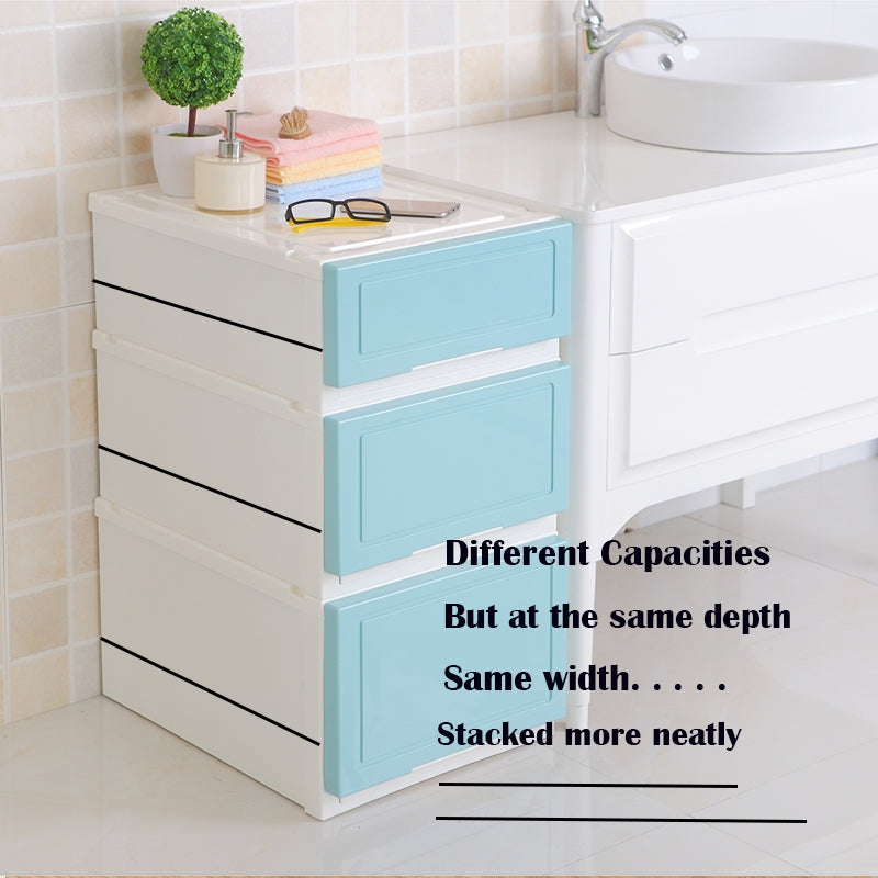 Locaupin 43L/54L Multipurpose Wardrobe Clothes Stackable Plastic Storage Box Drawer Storage Box Underwear Box