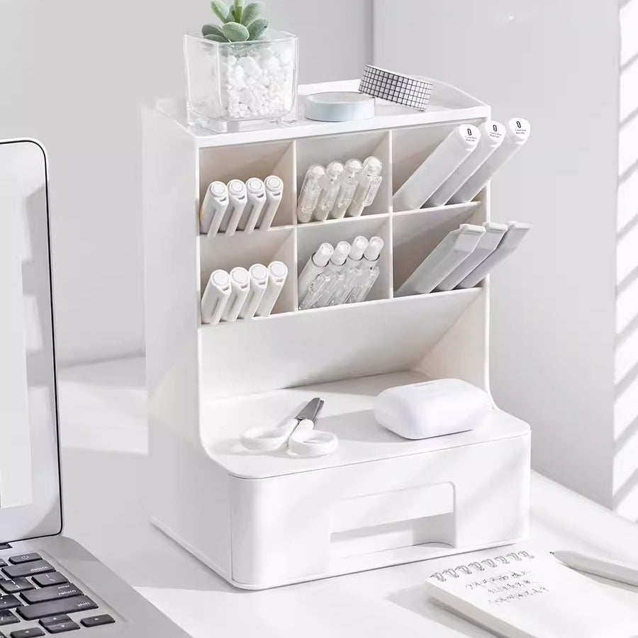 Locaupin Detachable Pencil Holder with Drawer Desk Organizer Makeup Marker Pencil Storage