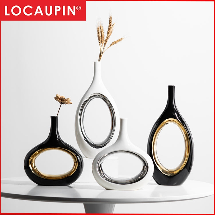 Locaupin White Ceramic Vase Modern Home Decor,Matte Pampas Flower Vases,Farmhouse Decor Living Room Decor