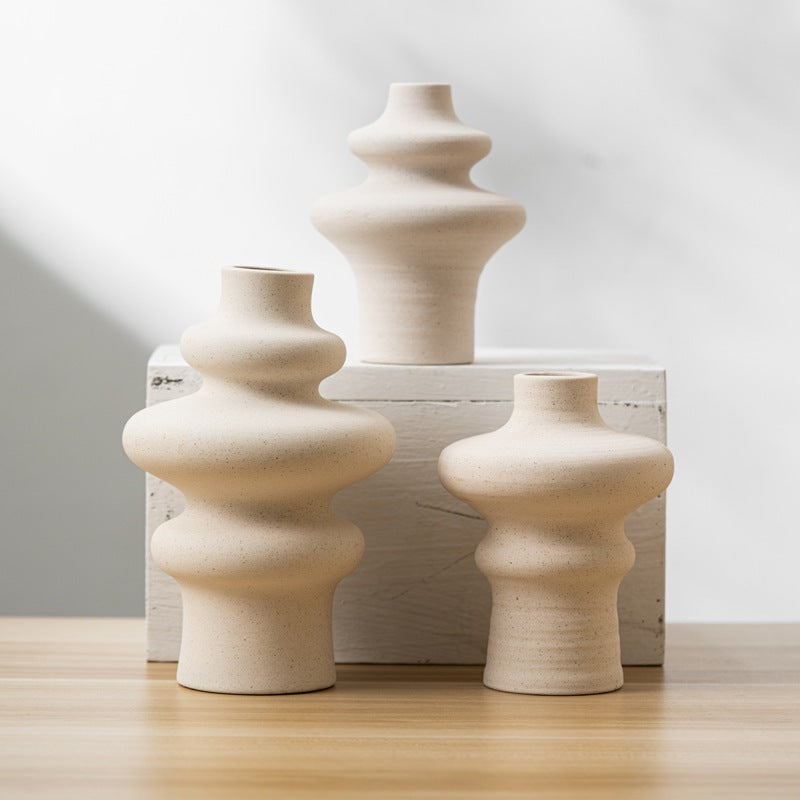 Locaupin White Ceramic Vase Modern Home Decor,Matte Pampas Flower Vases,Farmhouse Decor Living Room Decor