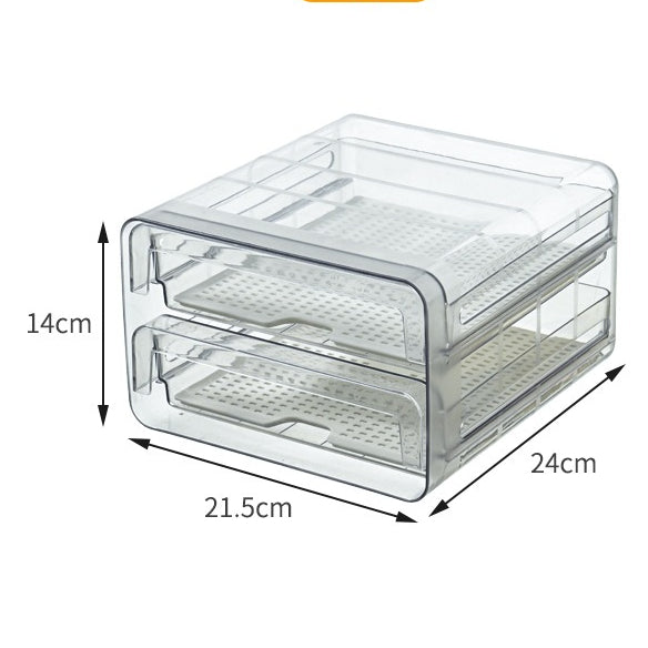 Locaupin Drawer Stackable Kitchen Pantry Cabinet, Refrigerator, Freezer Food Storage Box with Handles, Food Container