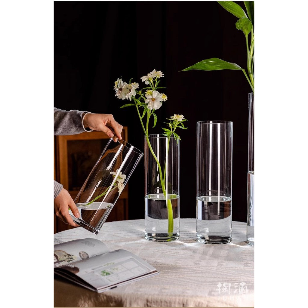 Locaupin Clear Glass Cylinder Vase,Floating Candle Holder Vase, Decor Vases,Clear Vases for Wedding Decorations