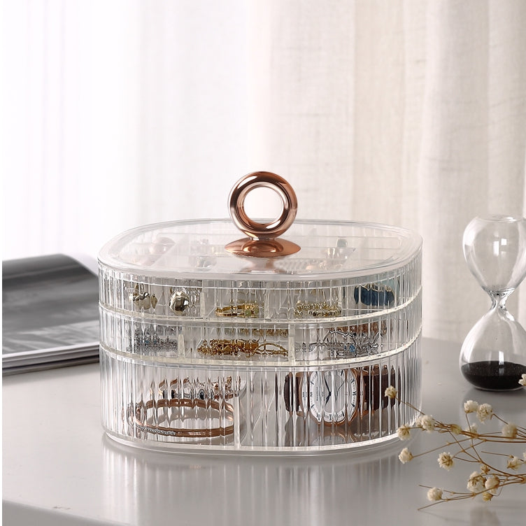 Locaupin Jewelry Box 3 Layer Jewelry Organizer with Handle Clear Jewelry Boxes for Make up Organizer Jewelry Storage