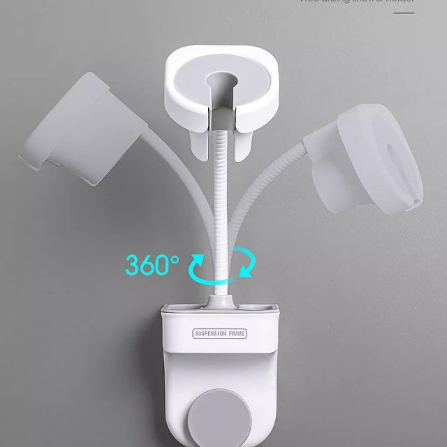Locaupin Hands-free Hair Dryer Holder with Any Angle Rotating Bathroom Wall Mount Shower Head Holder Hair Dryer Bracket